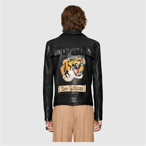 www.gucci leather jackets|Gucci tiger leather jacket.